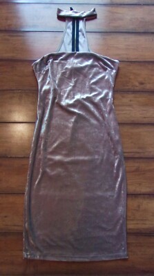 FOREVER 21 ~ New! NWT Small ~ Champagne VELVET CUT OUT Bodycon HIGH NECK  Dress 7 | eBay