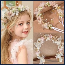 Elegant Girls Headband Imitated Pearl Hair Headdress Baby GirlsFlower Wreath