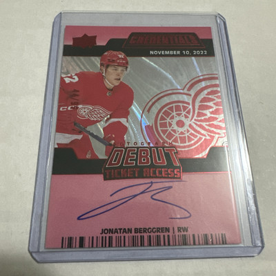 22-23 UD Credentials debut ticket access 44/99 Autograph Jonatan Berggren
