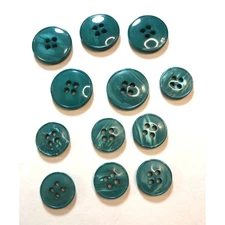 !2 Teal 4 Hole Flat Buttons 3/4" and 5/8" vn 