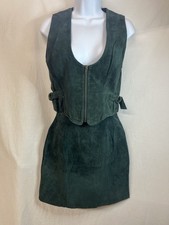Vintage Wilson Leather 80s 90s Vest Skirt Set Suede Leather XS 2 Boho Western
