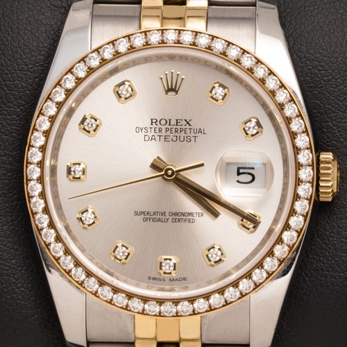 Rolex Watch Diamond Bezel Datejust 116243 36mm Silver Dial BOX & PAPER