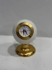 Golf Ball Desk Clock Quartz Vintage Style Brass Tone Table Decor