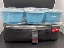 Skip Hop Grab & Go Stackable  Food Container 3 PIECE New Connects Black Case