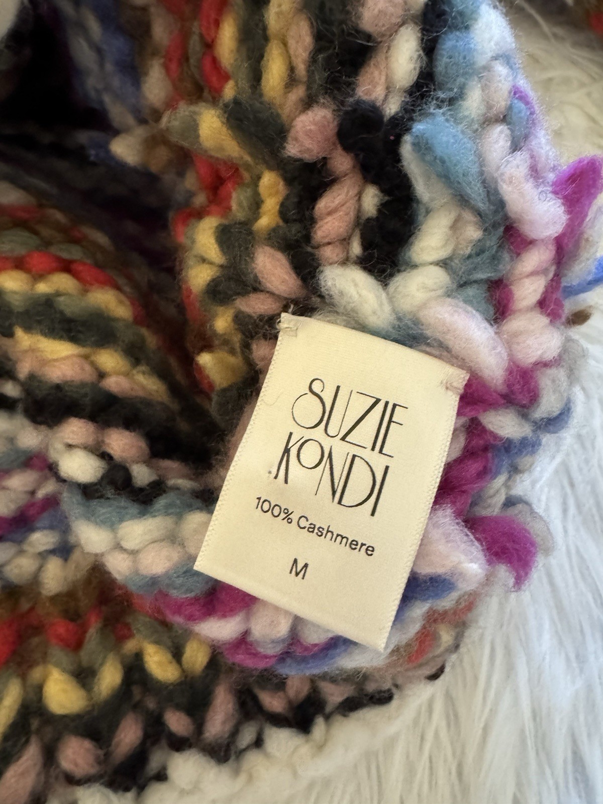 Suzie Kondi The Jooshi Sweater Cashmere Hand Knit Striped Multi Medium image 4
