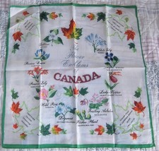 VINTAGE FLOWER EMBLEMS of CANADA HANDKERCHEIF