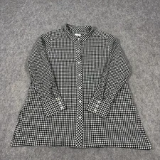 J. Jill Button-Up Long Sleeve Top Shirt Women's Size Large Black White Gingham