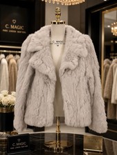 C. Magic Women s Genuine Rabbit Fur Coat Gray...