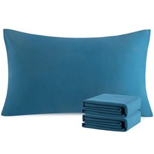 Teal Blue Pillowcases, King Size 20x36, 2 Pack Wrinkle Free, Envelope Closure