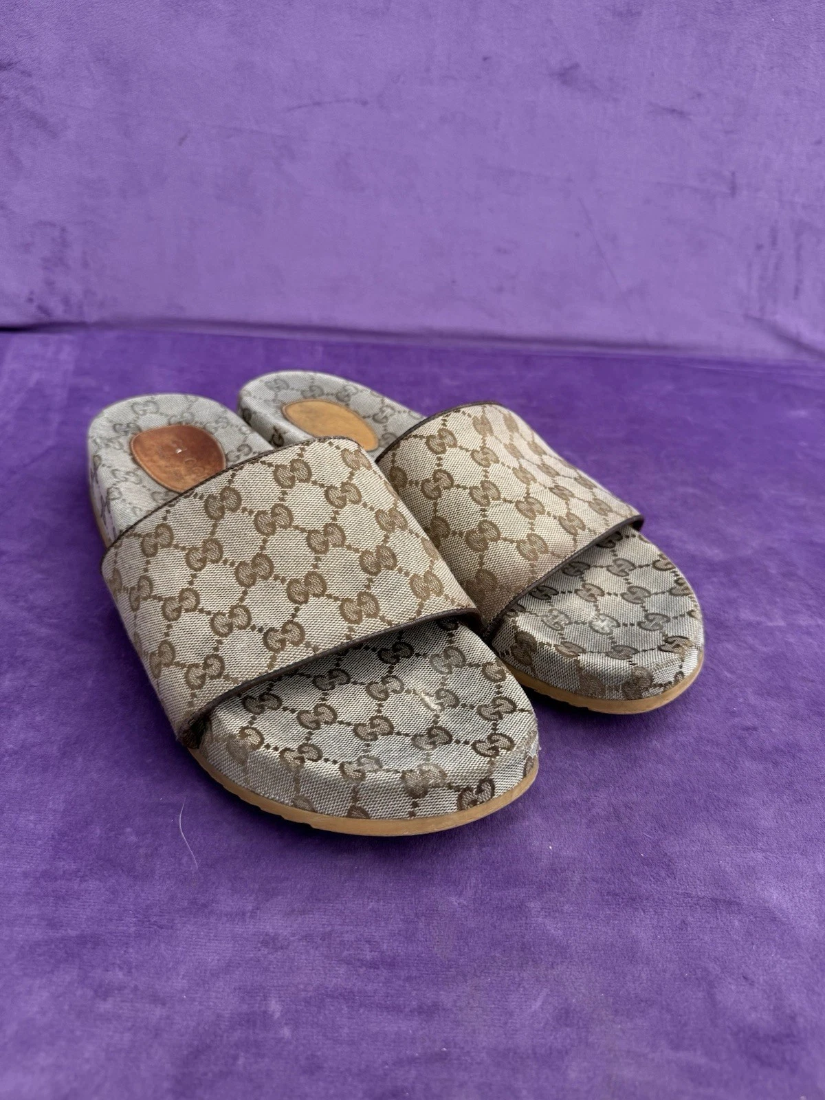 Sandales Gucci GG monogramme 624695 beige toile homme taille 12