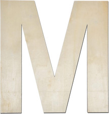 12 Inch Wooden Letter M, 1/4 Inch Thick Large Unfinished Wood Letter for Home Wa