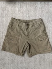 Other Men's Beige Solid Canvas Cargo Shorts Flat Front Cargo Pockets