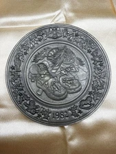 HUDSON FINE PEWTER CHRISTMAS PLATE 1982 NIGHT BEFORE CHRISTMAS ANDREA HOLLIS LTD