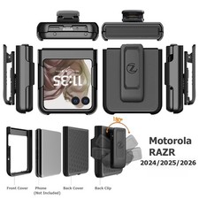 For Motorola RAZR 2024-2025-2026 Holster Case Strong Belt Clip Stand Slim Black