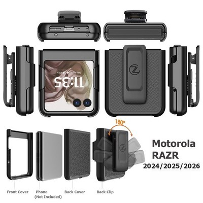 For Motorola RAZR 2024-2025-2026 Holster Case Strong Belt Clip Stand Slim Black