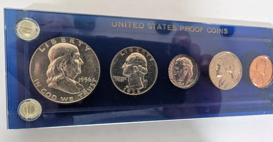 1956 US Proof Coin Set - Blue Plastic Holder - BU Nice Coins! - Image 4 of 4