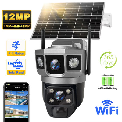 12MP Solar WiFi Security Camera | PTZ Outdoor, V380 Pro, 10X Zoom