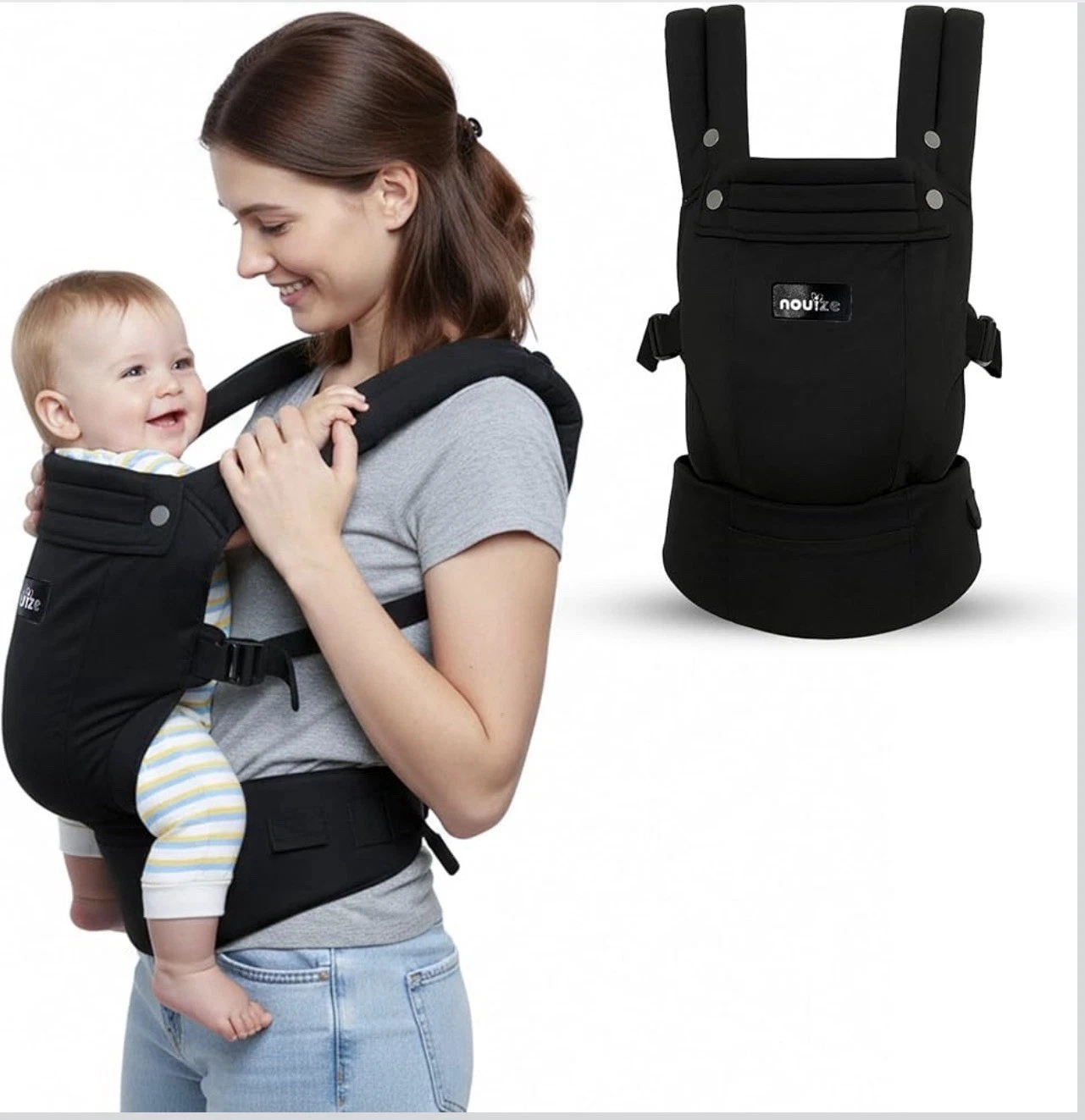 Ergonomic Baby Carrier for Newborn to Toddler - 100% Cotton, Breathable Fabric,