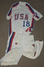 Vtg 1980s Team USA Baseball Game Worn Rawlings Uniform Jersey + Pants + Socks
