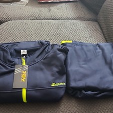 TBY Men  s 2-Piece Tracksuit Navy/Yellow Polyester Zip Jacket Pants Pockets 3XL