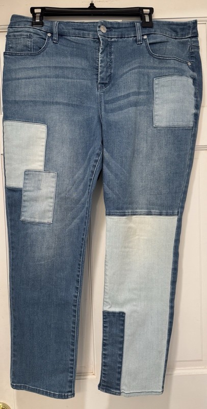 CHICO'S SO SLIMMING GIRLFRIEND ANKLE 1 JEANS SIZE 2P BLUE COTTON POLY SPANDEX
