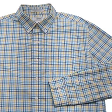 LL Bean Mens Large Tall Blue Yellow Plaid Long Sleeve Button Down Shirt