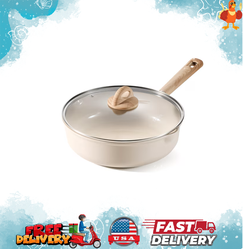 Induction-Compatible 11-Inch Ceramic Non-Toxic Jumbo Saute Pan