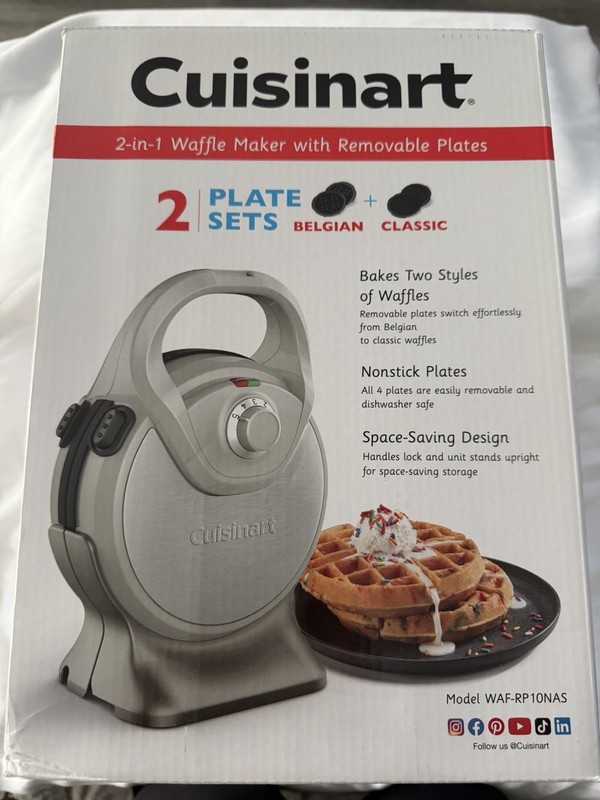 Cuisinart 2-in-1 Waffle Maker With Removable Plates Open Box And Tested