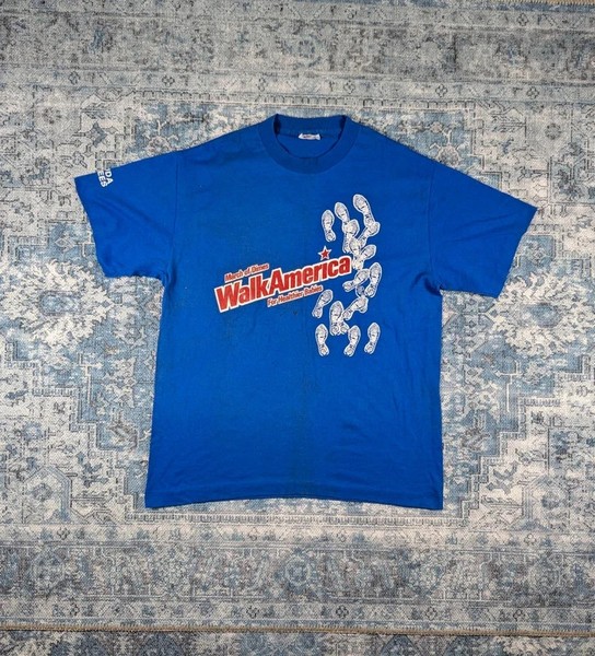 Vintage March of Dimes T-Shirt royalblau, Größe L