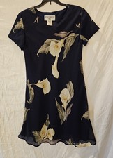 VTG Jessica Howard Petite 90s Navy Floral Sheer Short Dress Size 10 WHIMSIGOTH