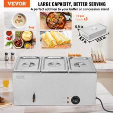3-Pan Commercial Food Warmer, 17.4QT Electric Steam Table, Silver