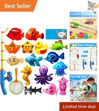Magnetic Fishing Toys Game Set for Kids Water Table Bath Pool Ocean Fish