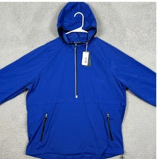Cutter Buck Nylon Jacket Hoodie Mens XL Blue Half Zip Pockets Lightweight NEW