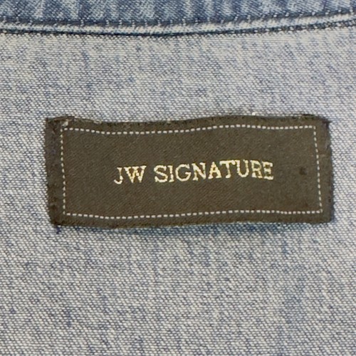 JW Signature Long Denim Jean Trench Jacket VTG Double Breasted Pockets Sz Large - Picture 7 of 9