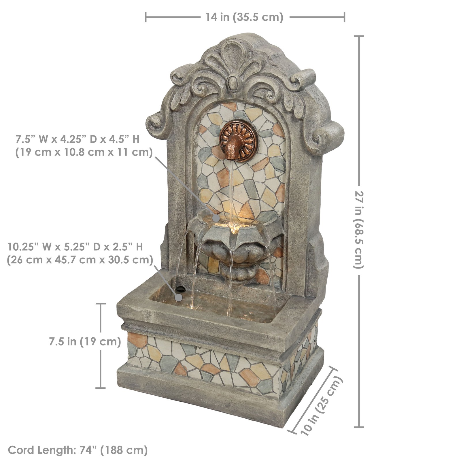 Enchanting Estate Polyresin Flat Back Outdoor Wall Fountain by Sunnydaze