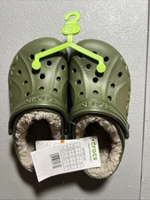 Original CROCS Baya Olive Army Green Clog with Plush Lining - Kids Size US C11