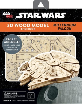 Star Wars Millennium Falcon 3D Wood Model Kit w/ Book Incredibuilds Craft NEW!