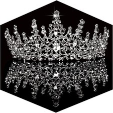 TOBATOBA Silver Wedding Crystal Tiaras and Crowns 1 Count Pack of 1 ,