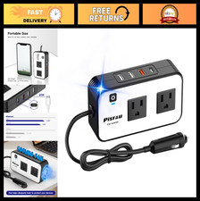 200W Car Power Inverter DC 12V to 110V AC, USB-C Dual USB Fast Charger, Laptop