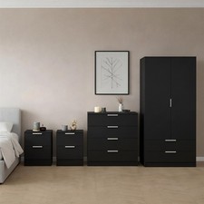 4 Piece Trega Bedroom Furniture Set Chest of Drawers Wardrobe Bedside Drawer