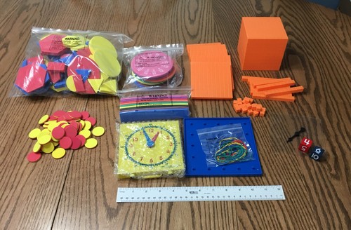 LOT OF 9 DIFFERENT MATH MANIPULATIVES / STUDENT SET FOR HOMESCHOOL OR ENRICHMENT