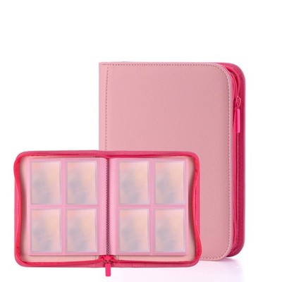 pink binder cards Pink Trading Card Binder 4 Pocket, Cute Card Binder with Zipper, 160  Collecti