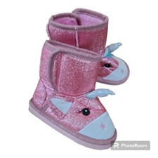 Toddler Pink Sparkle Unicorn Slippers/Boots Indoors S