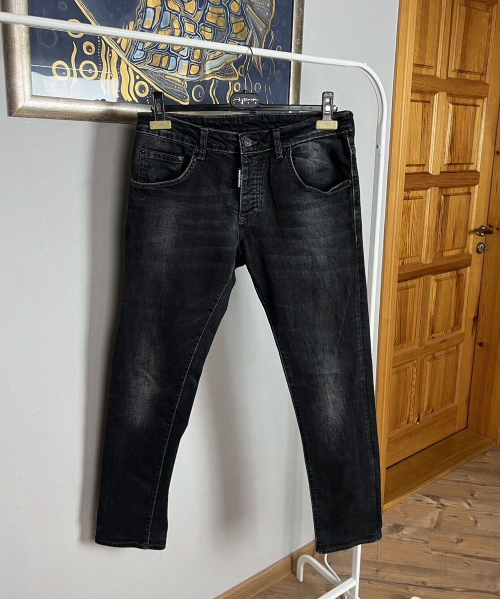 Dsquared2 Skinny Dan Black Denim Slim Fit Jeans Pants Size 48