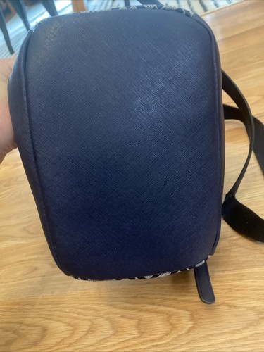 Tommy Hilfiger Logo Print Backpack Purse Navy Blue Gold Zipper Charms - Picture 7 of 22