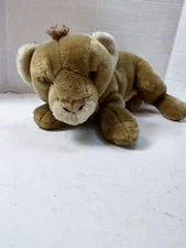 E&J Classics Vintage Tiger Lion CUB Plush Toy Tan White 18" Laying