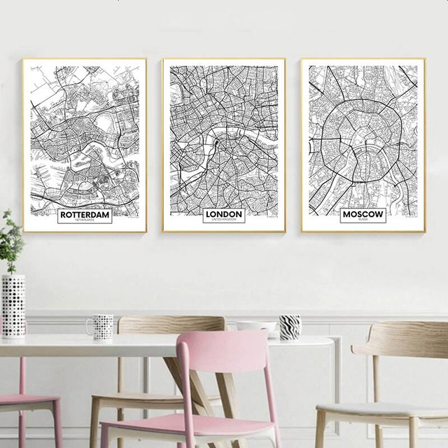 Ikea Trilling Art Poster 16 25 X20 Print 2 New York Paris Map