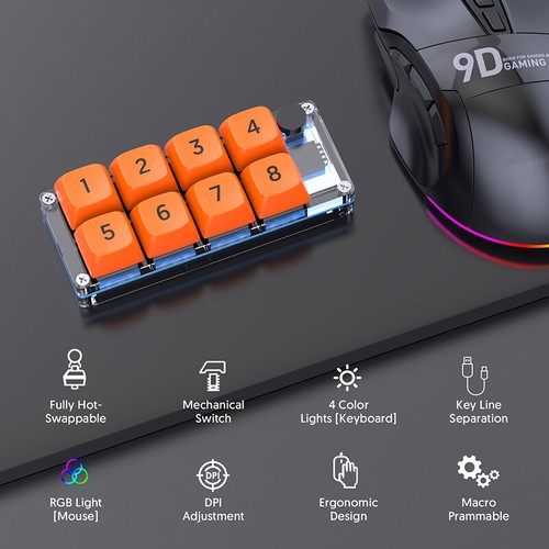 Shortcut Macro Keyboard 8 Key Knob Programmable Mechanical Keypad For GamiYB - Afbeelding 4 van 15
