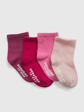 NEW GAP Toddler Girls Pink Cotton Crew Socks 4-Pack Size 4-5 YRS