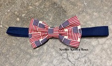 USA American Flag Pre Tied Bow Tie, Adjustable Strap Patriotic, 4th of July